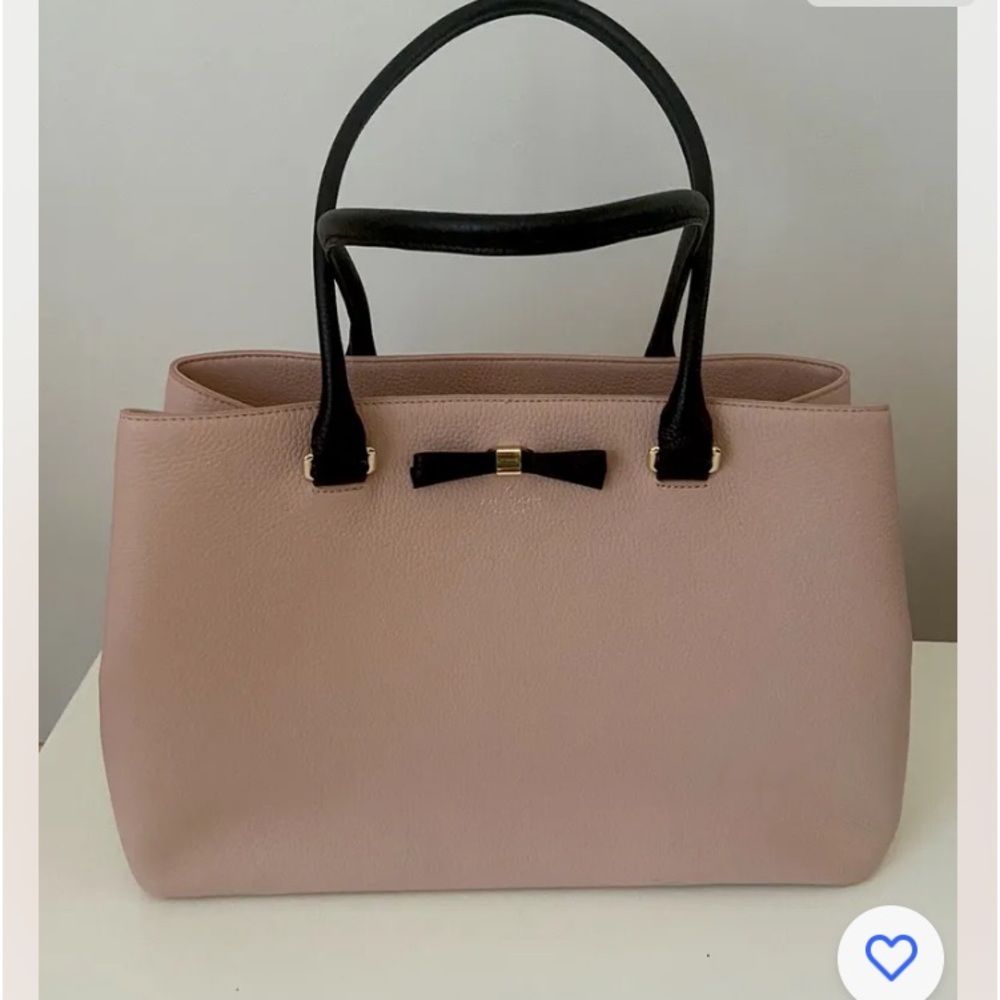 NEW KATE SPADE NEW YORK LEATHER LARGE TOTE BOW SHOULDER BAG PINK